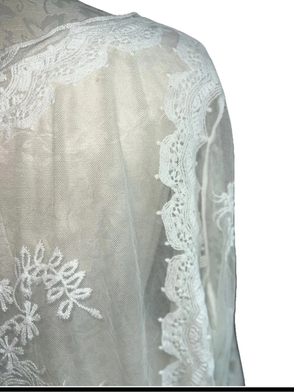 Chris McLaughlin NWT White Sheer Lace Embroidered Shrug Cardigan 3X - Picture 15 of 16